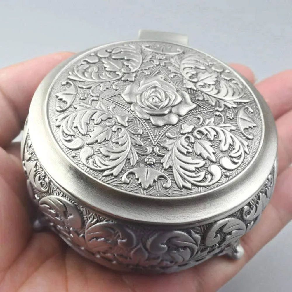 Sinzyo Round Emboss Alloy Metal Music Box Wind Up Movement Musical Boxs for ...