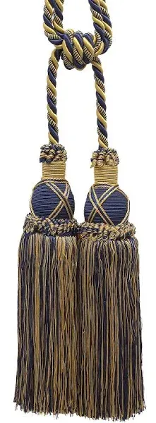 Beautiful Dark Navy Blue, Gold Curtain and Drapery Large Double Tassel Tieback /, 10" Tassel - Traditional - Window Treatment Accessories - by DecoPro, Inc. | Houzz