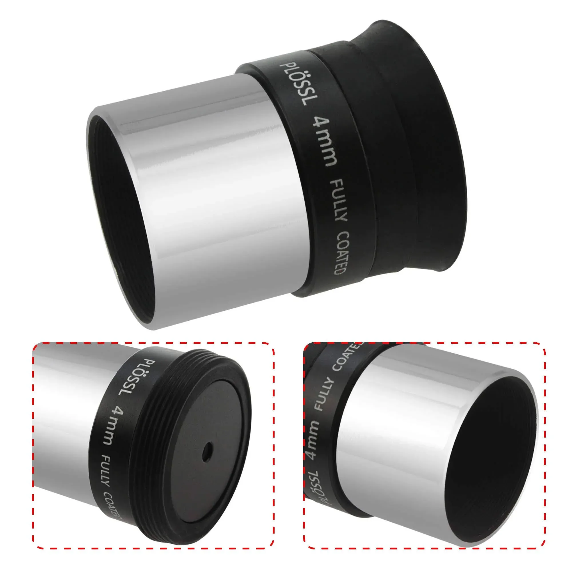 Astromania 1.25" 4mm Plossl Telescope Eyepiece - 4-Element Plossl Design - Threaded for Standard 1.25inch Astronomy Filters