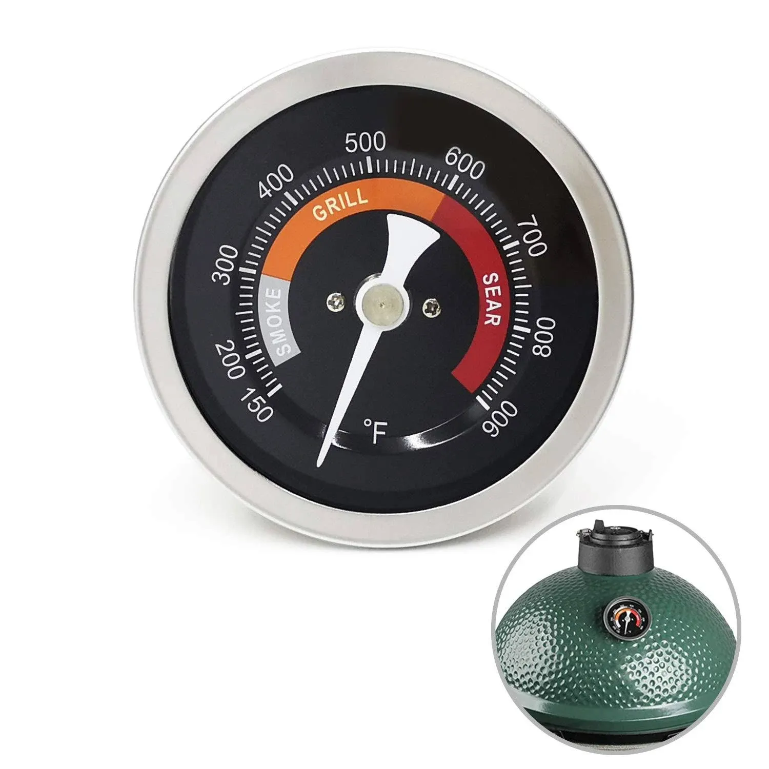 Accurate Thermometer for Big Green Egg Grills, Reset Function, HD 3.3” Large Dial, Waterproof Temperature Gauge for BGE Accessories, SUS304 Stainless Steel Thermostat Replacement for Green Egg Dome