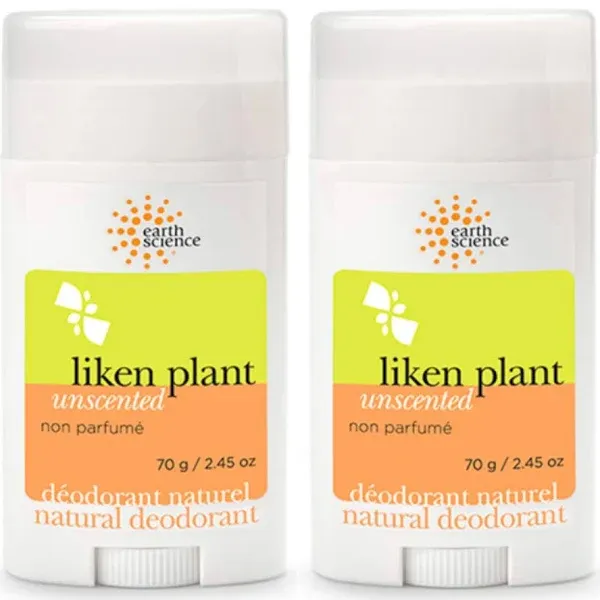 Earth Science Liken Plant Deodorant, Unscented - 2.5 oz - 2 pk