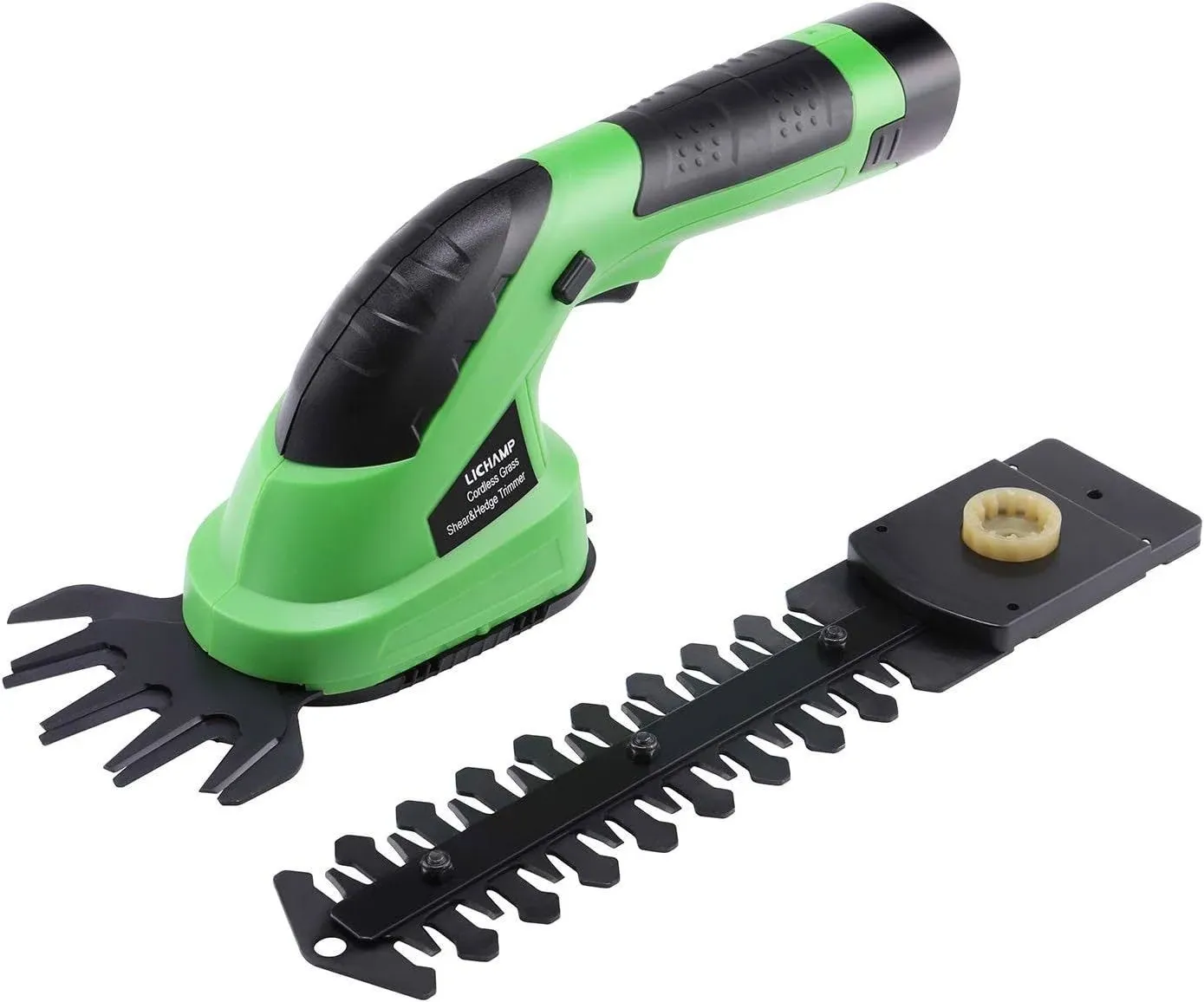 Lichamp 2-in-1 Electric Hand Held Grass Shear Hedge Trimmer Shrubbery Clipper Cordless Battery Powered Rechargeable for Garden and Lawn CGS-7201