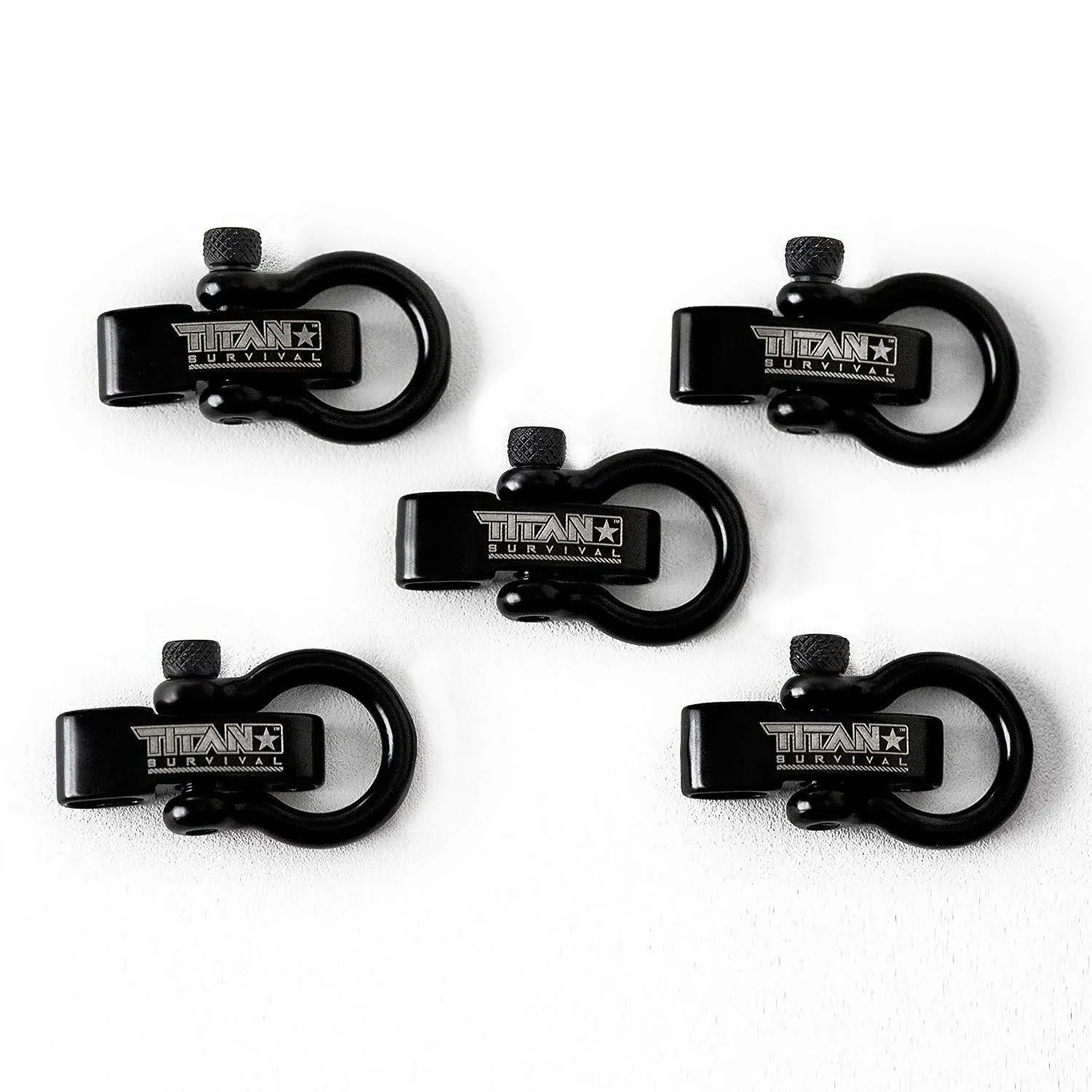 1,650 LBS TITAN Survival Shackles for Paracord Bracelets (5-Pack) | Black | Stylish Premium Metal Clasps.