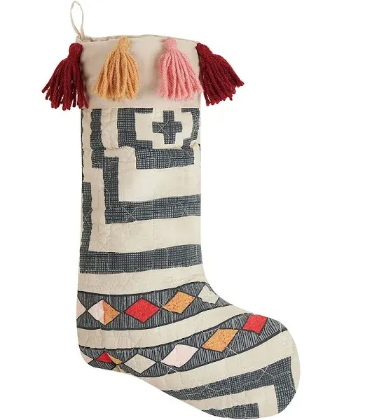 Peking Handicraft 12 x 20 in. Hypnotic Quilted Stocking with Tassels