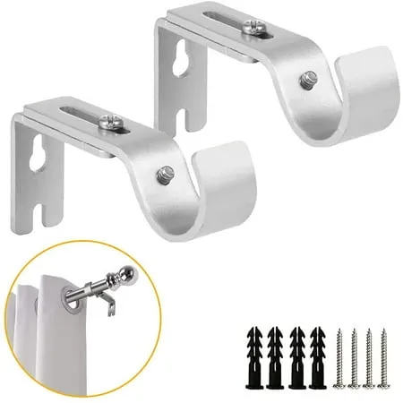 Adjustable Curtain Rod Brackets Black Heavy Duty Curtain Rod Brackets for Max 1 Inch Rod Wall Mounted Metal Single Rod Bracket