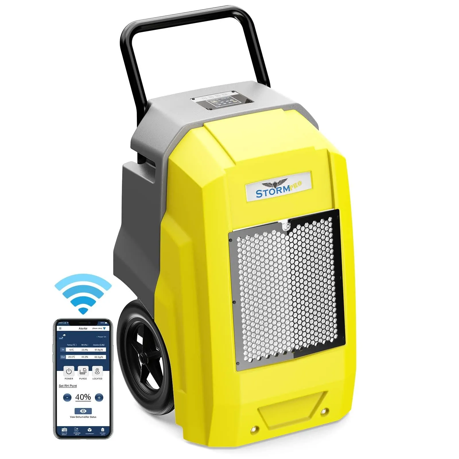 AlorAir | Storm Pro WiFi Commercial Dehumidifier | 180 PPD Yellow