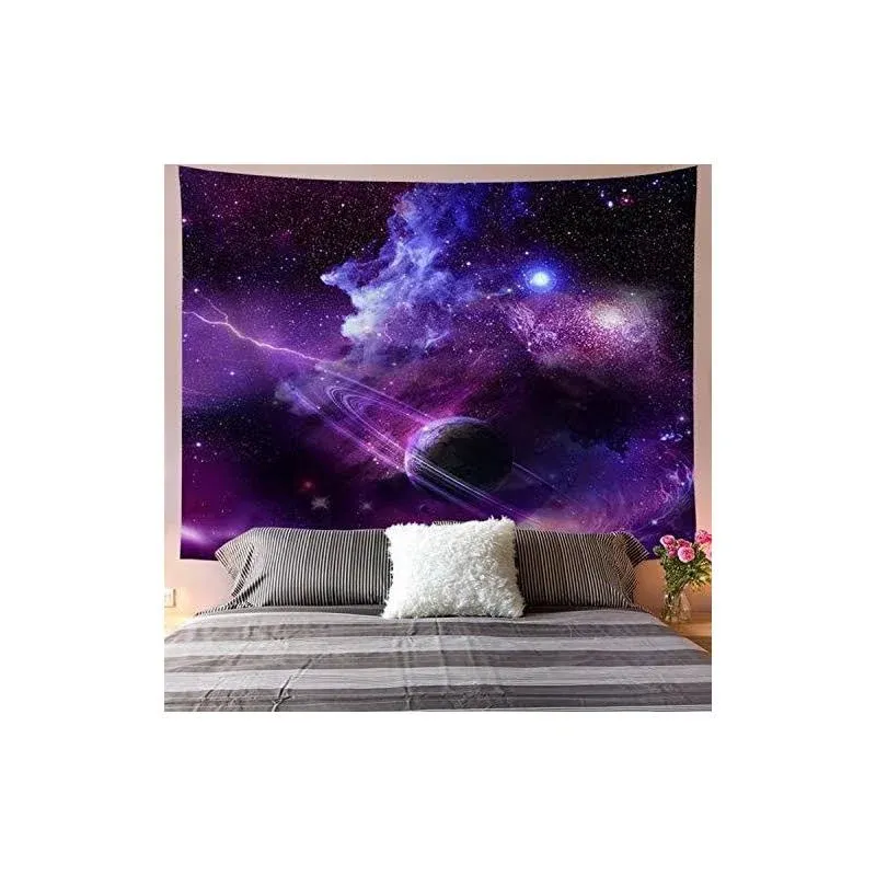 Galoker Galaxy Tapestry Starry Sky Tapestry Psychedelic Tapestry Space Landscape Tapestry Purple Starry Art Print Wall Hanging Tapestry for Home Decor (H51.2×W59.1 inches)