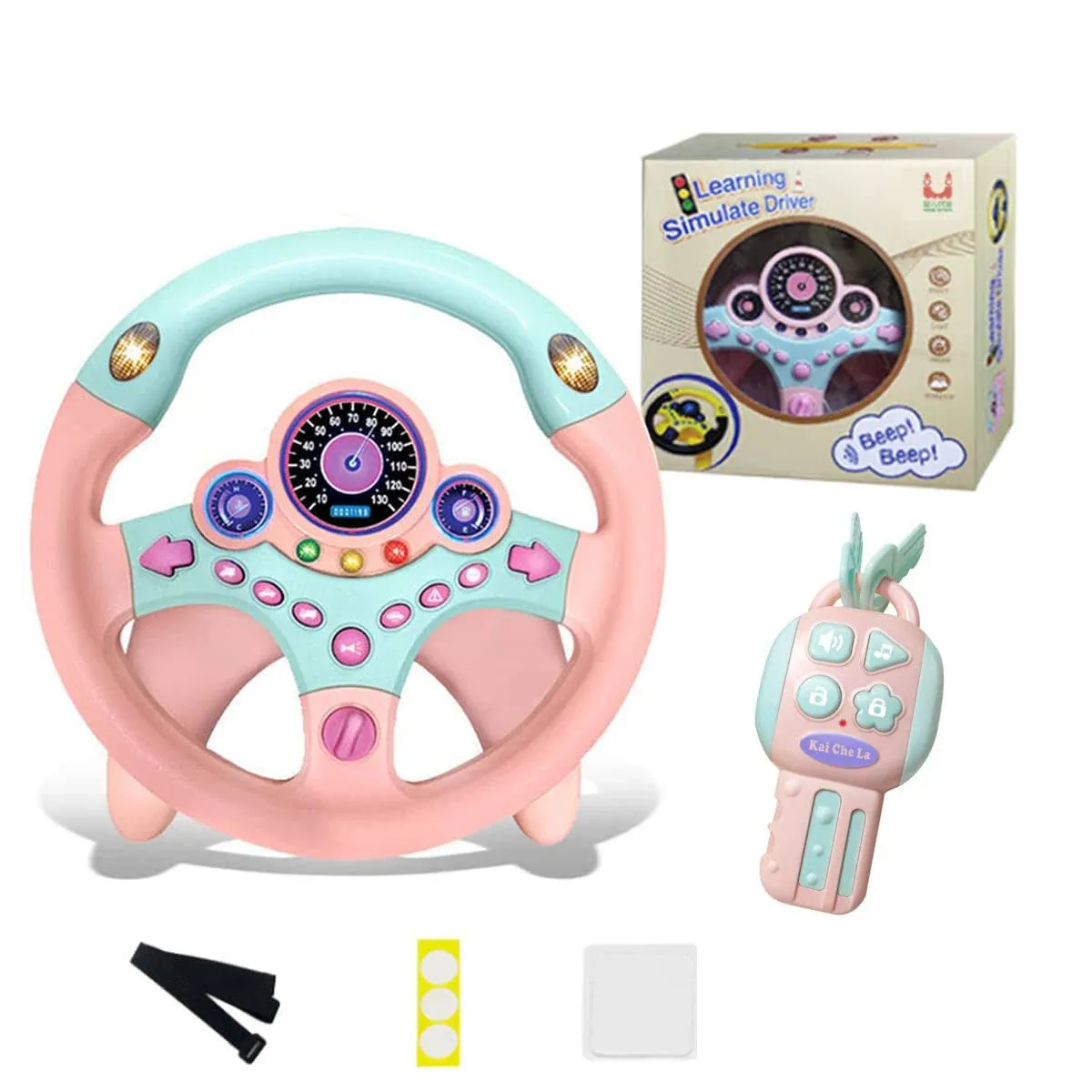 XHSP Steering Wheel Toy with Lights Music Simulated Driving for Toddlers Pretend Play Toy Adsorption Driving Wheel for Kids