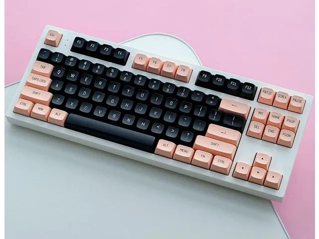 Custom Keycaps 150 Keys Set PBT Double-Shot Molding CSA Profile for 60%/75%/80%100% Mechanical Keyboards for ANSI and ISO Layout (Black Pink)