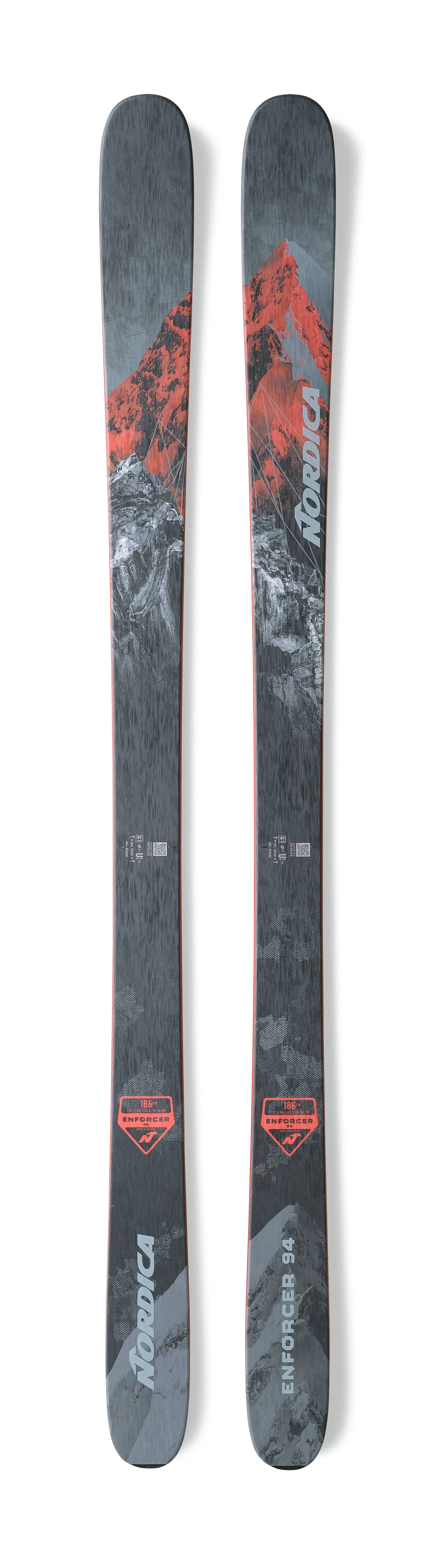 Nordica Men's Enforcer 94 All-Mountain Skis | High-Performance Innovative Durable Lightweight Stable Rocker Skis, Gray/Red, Size: 172