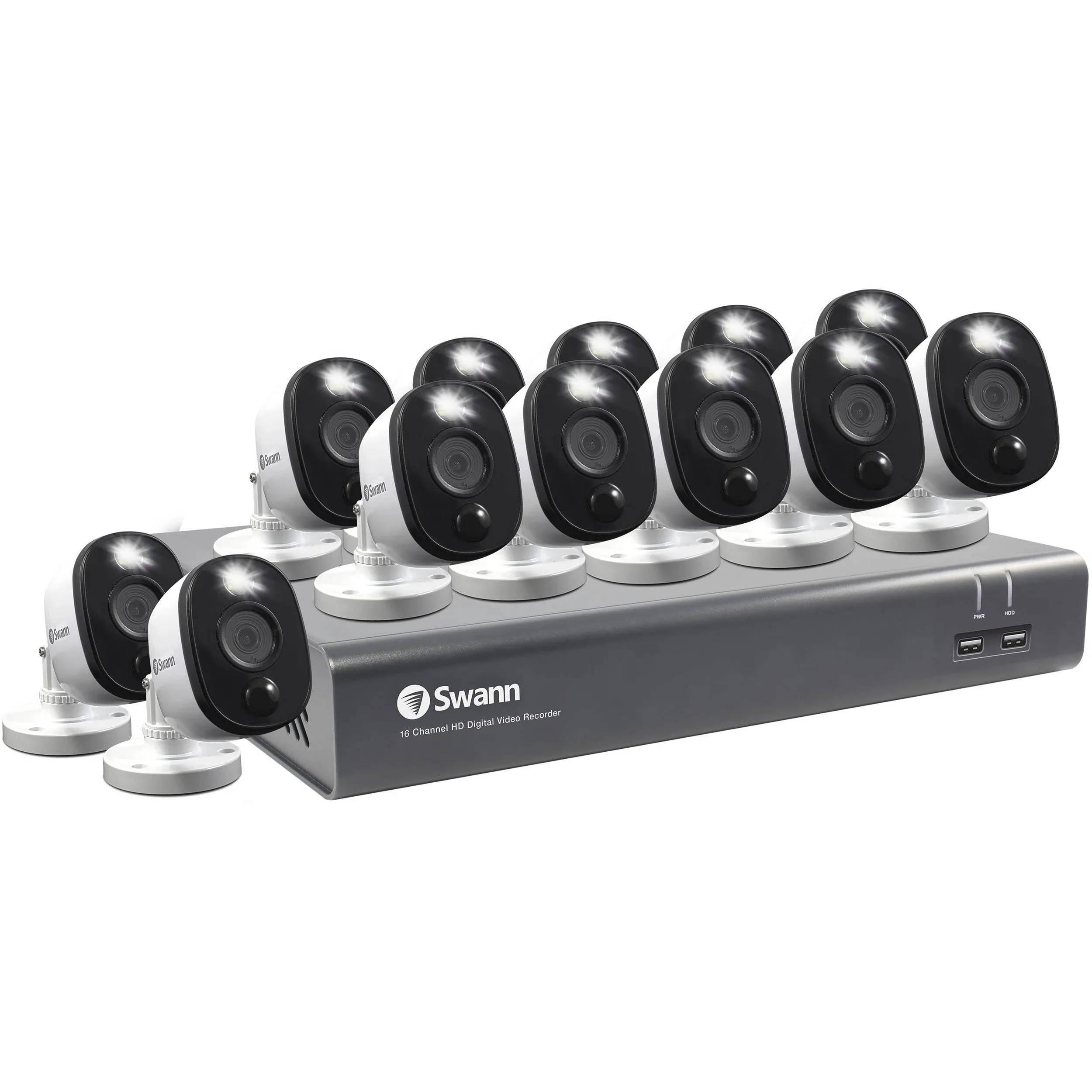 Swann DVR-4580 16-Channel 1080p 1TB DVR Security Camera System with Twelve 1080p Wired Bullet Cameras SWDVK-1645812WL-US