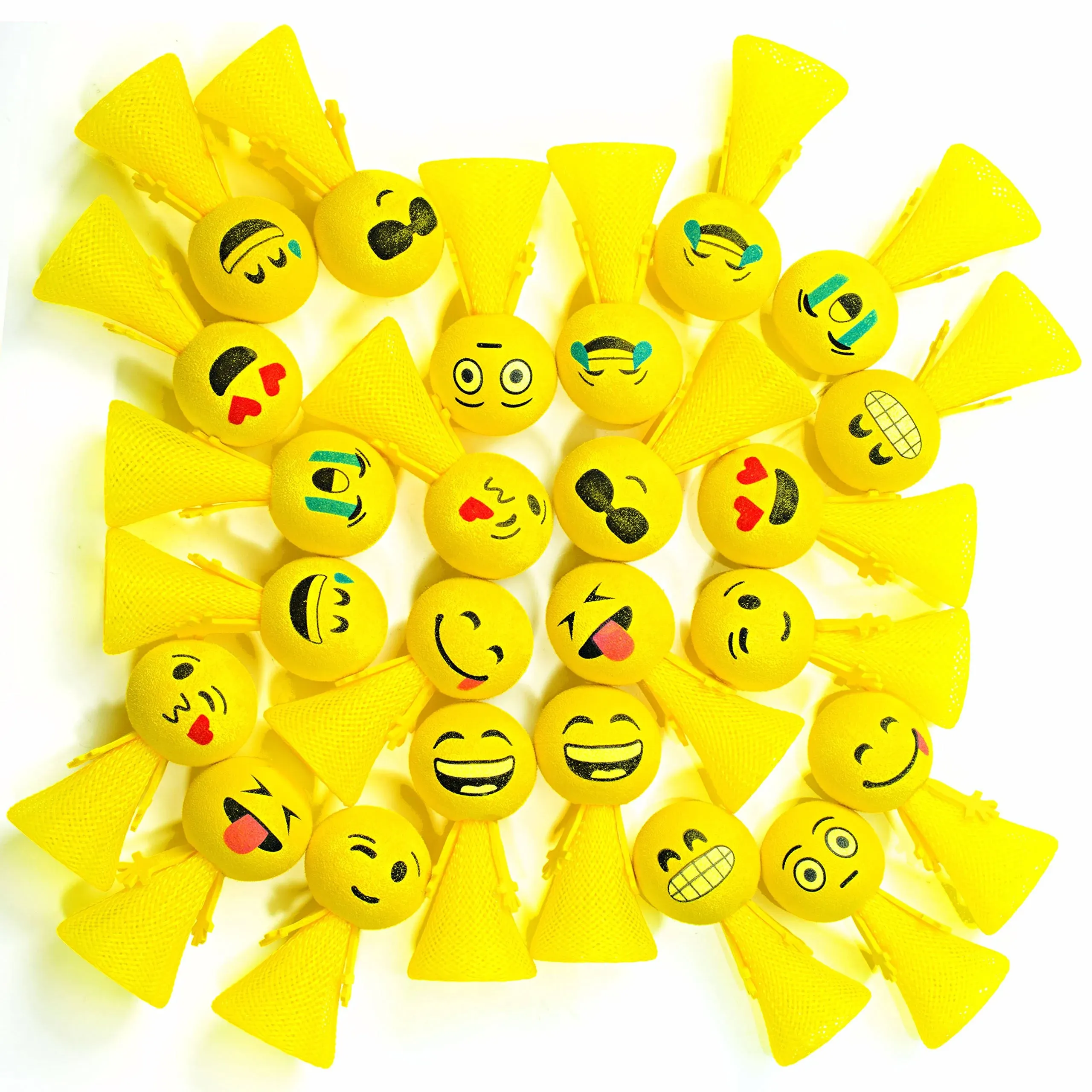 PROLOSO Jumping Popper Spring Launchers Bouncy Toy Balls 24 Pcs(Yellow Poppers)