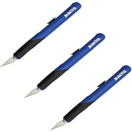 X-Acto ELMERS Retract-A-Blade Knife, 11 Blade-Blue/Black (X3204), 3 Pack