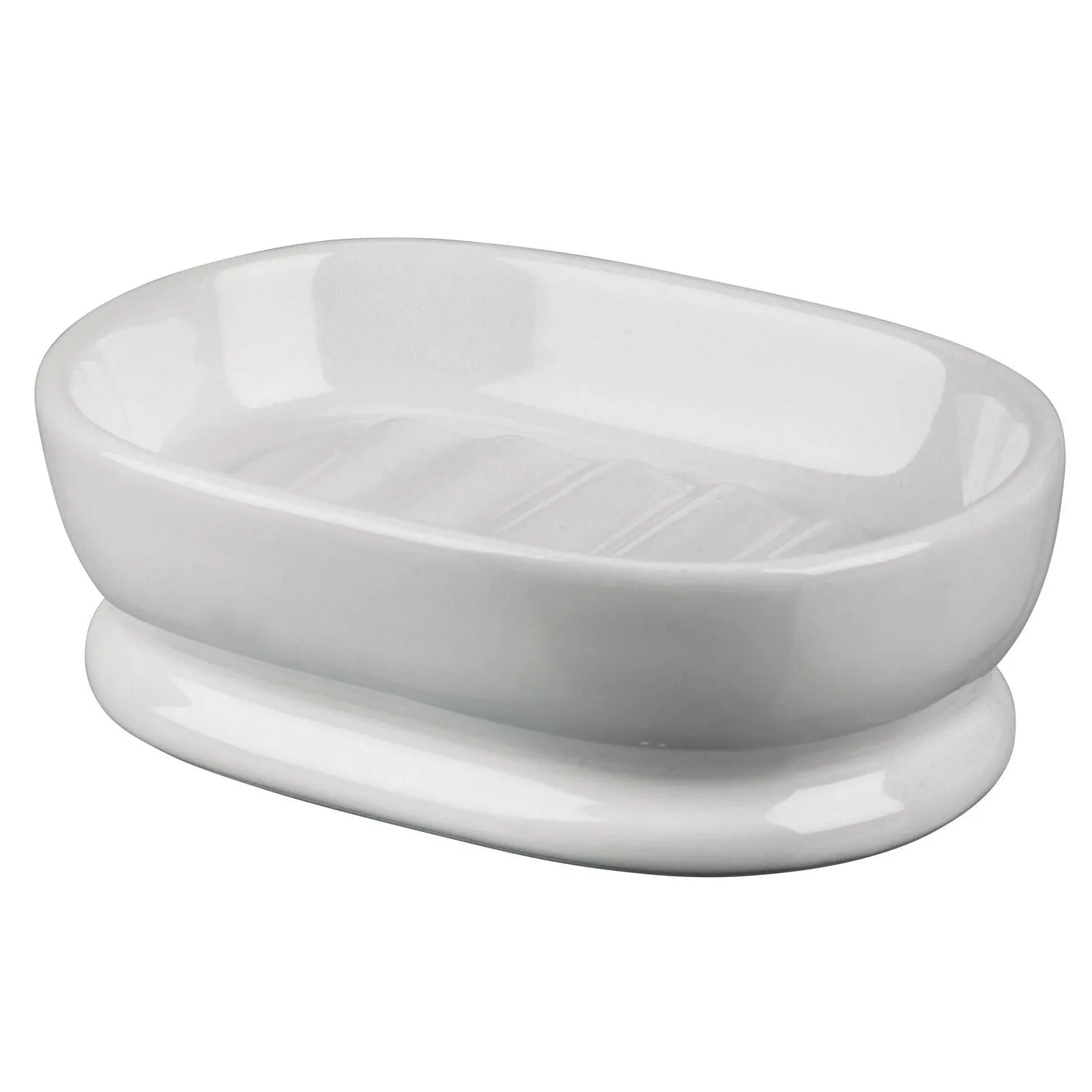 mDesign Decorative Ceramic Bar Soap Dish Tray