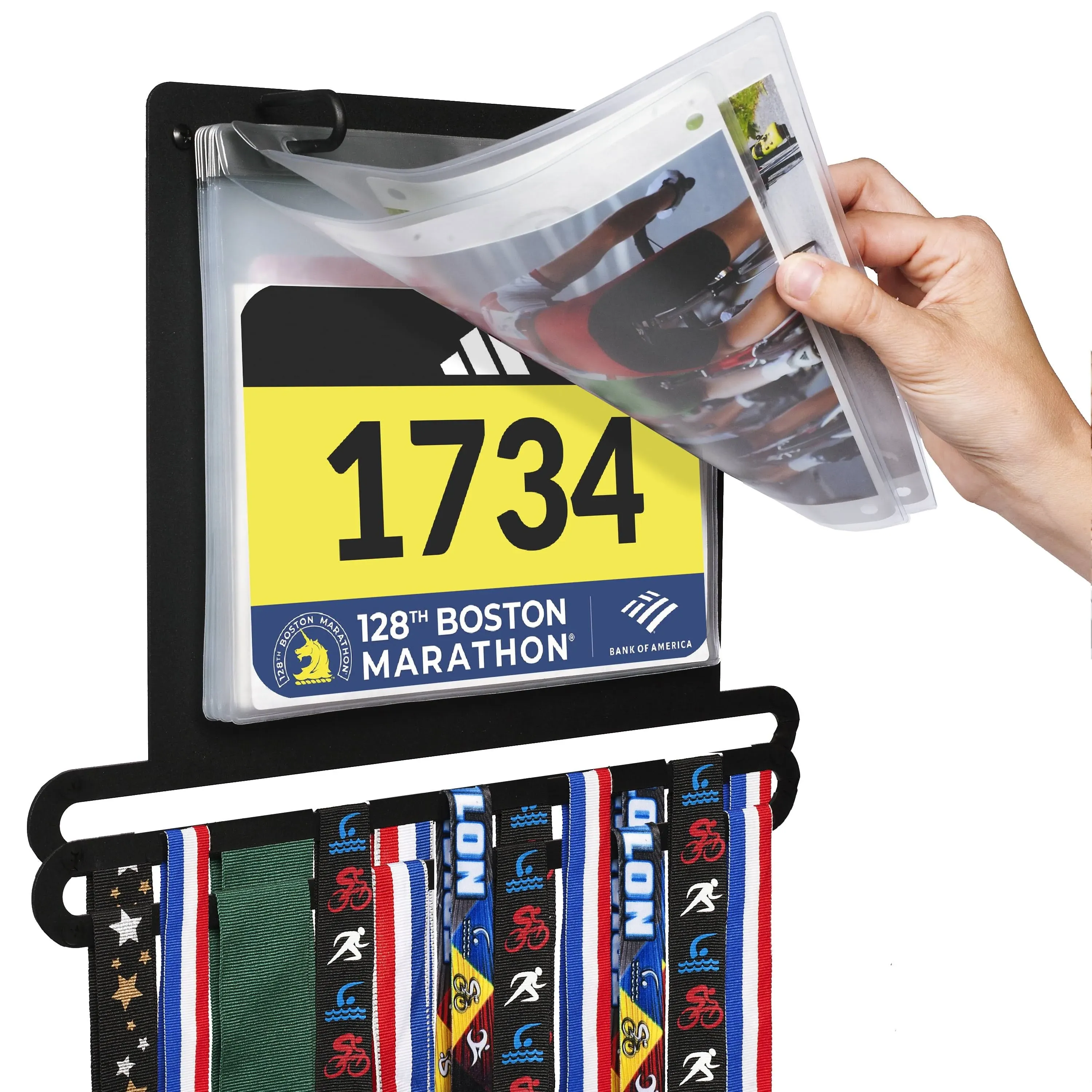 Medal Awards Rack Premier Medal and Bib Hanger Display Rack for Track, Marathons, Triathlons, Races, and More