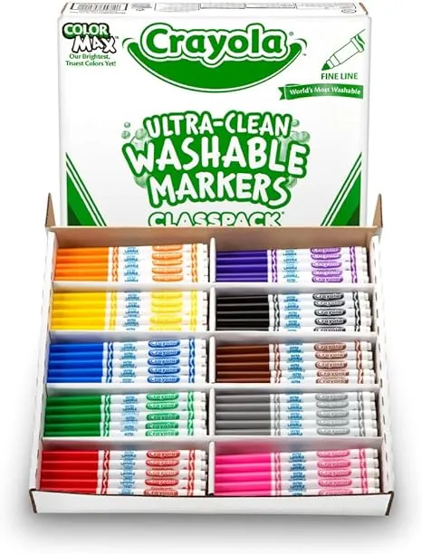 Crayola 588211 10 Colors Fine Bullet Tip Washable Marker CP (200/Box) New