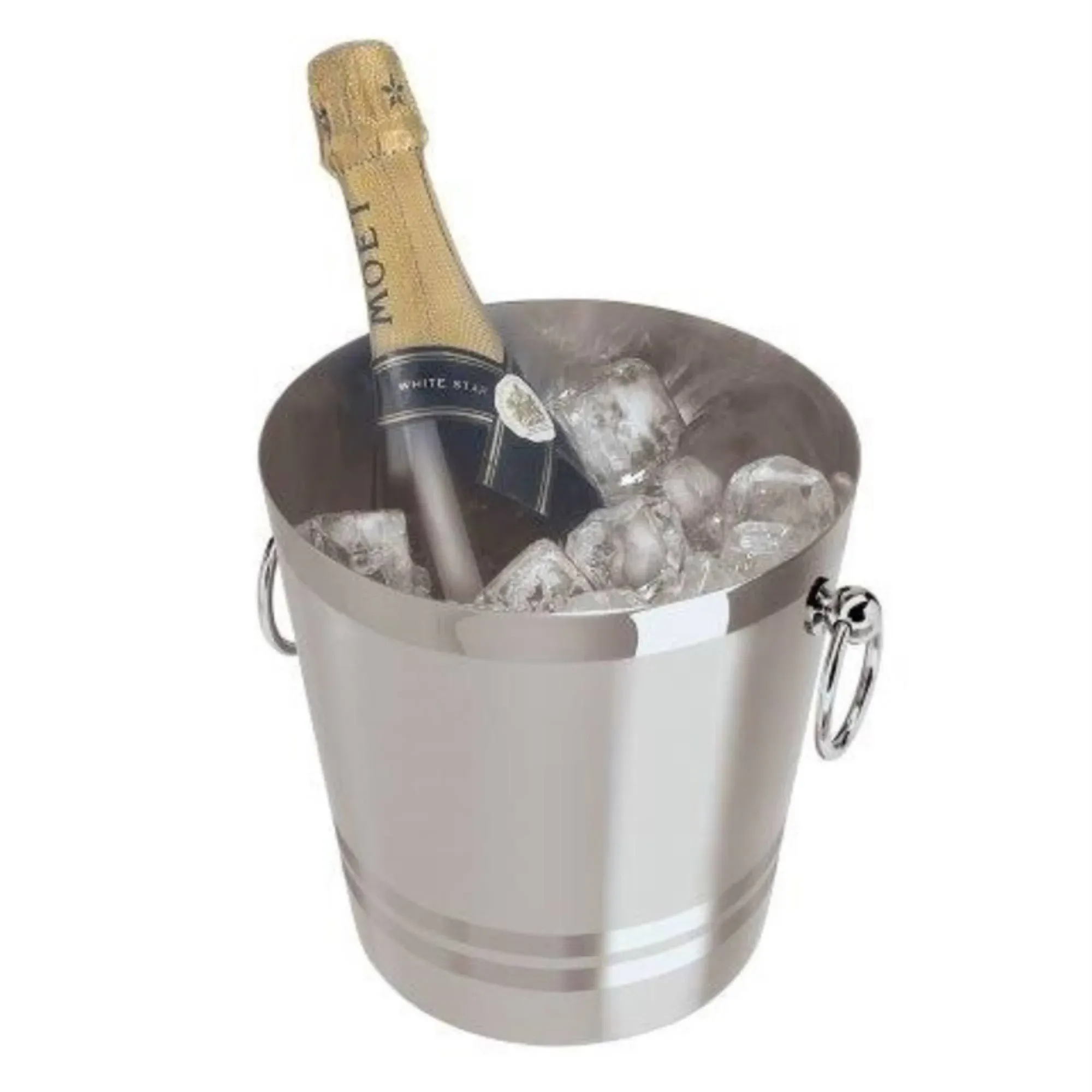 OGGI Stainless Steel Champagne Bucket - Large Ice Bucket with Elegant & Classic Handles - Great for Home Bar, Chilling Champagne and Sparkling Wine - 4.25 qt / 4 lt