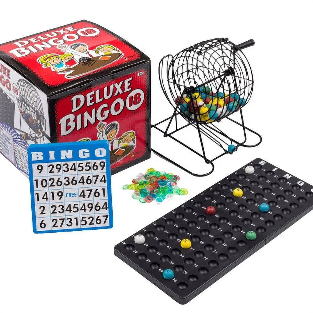 Regal Games Deluxe Bingo Game Set with Bingo Cage, Bingo Board, Bingo Balls, 18