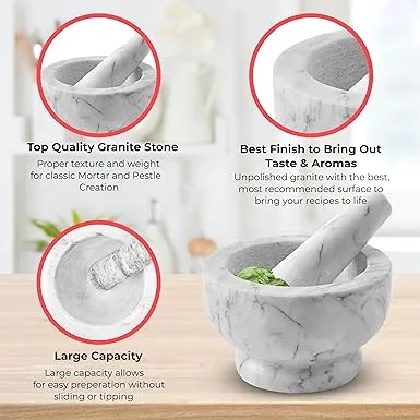 Marble White Mortar & Pestle Set | Alpine Cuisine