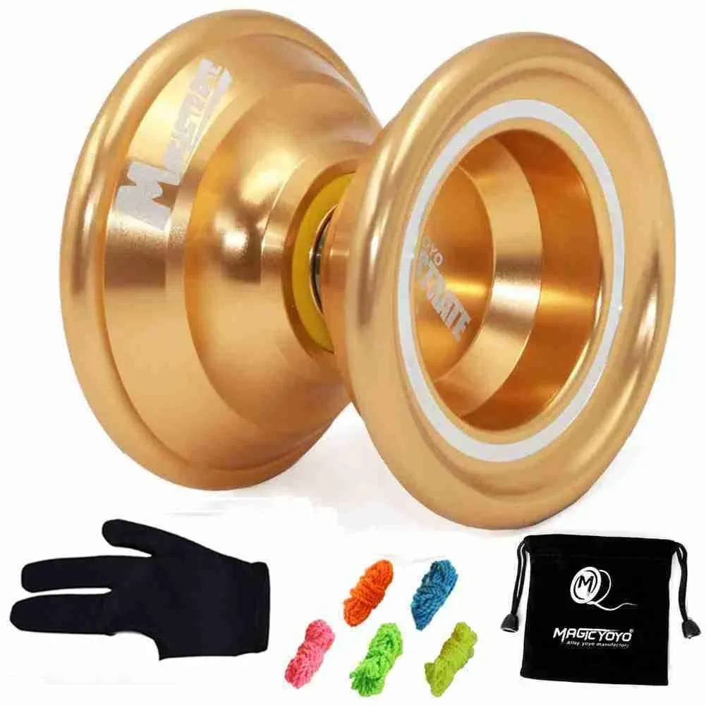 MAGICYOYO Unresponsive Yoyo N6 Professional Alloy Yoyo Non-Responsive Yoyo with Yoyo Holster + 12 Strings+ Yoyo Glove Gift (Golden)