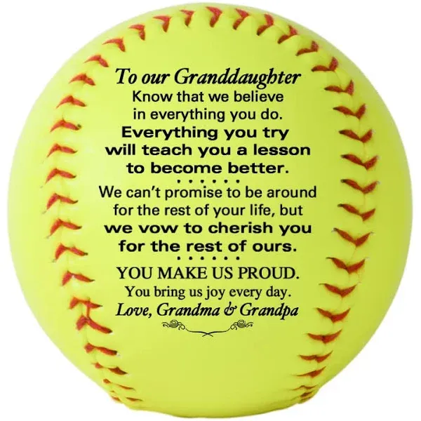 Custom Softball To Our Granddaughter Graduation, Birthday, Wedding Gift