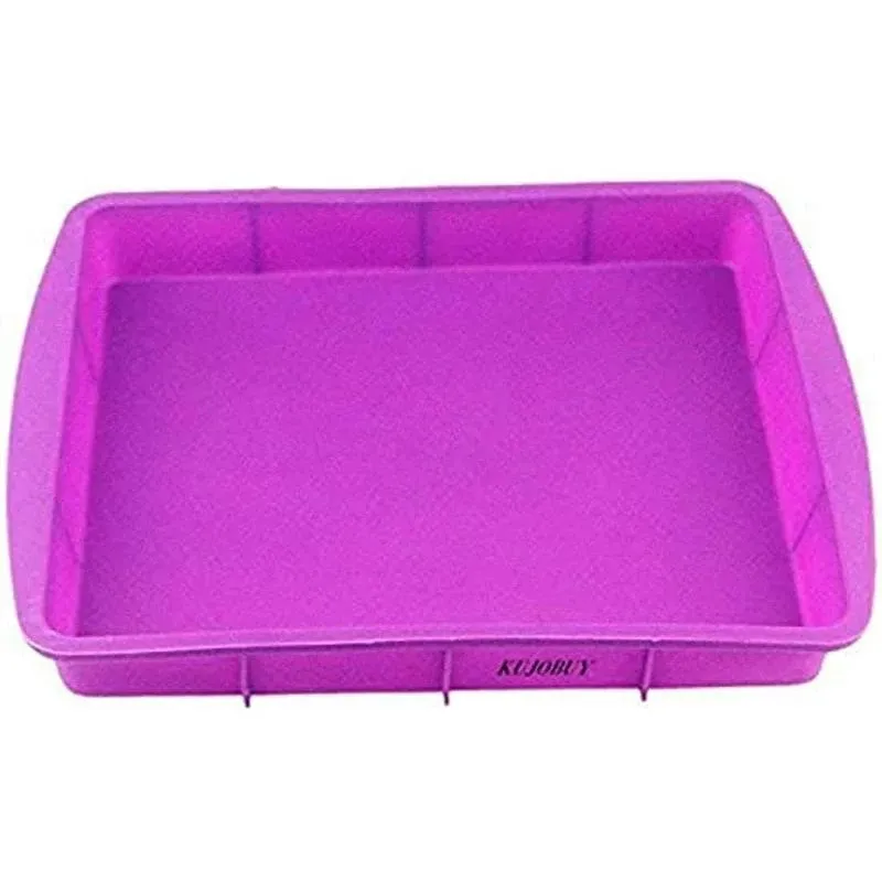 KUJOBUY Silicone Pan Rectangular Cake Bakeware Molding Bake Purple European-Grade Nonstick Demolding Brownie Chocolate Lasagna Meatloaf Pastry Banana Bread Oven Dishwasher Safe Homemade