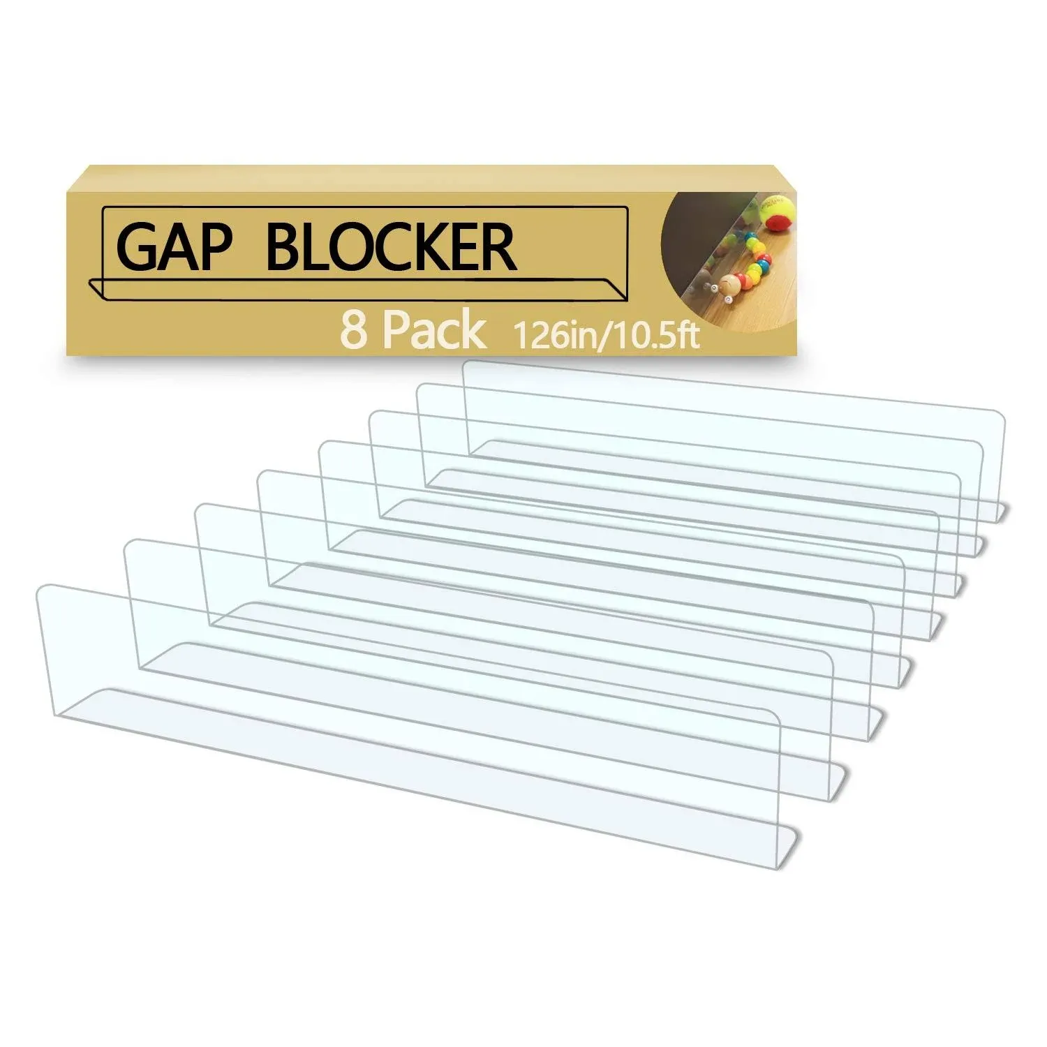 QIYIHOME 8-Pack Toy Blocker, Gap Bumper for Under Furniture, BPA Free Safe PVC w