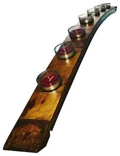 Wine Barrel Stave Candle Holder 34 Inches Long, Handmade 7 Candles. Glass Included.