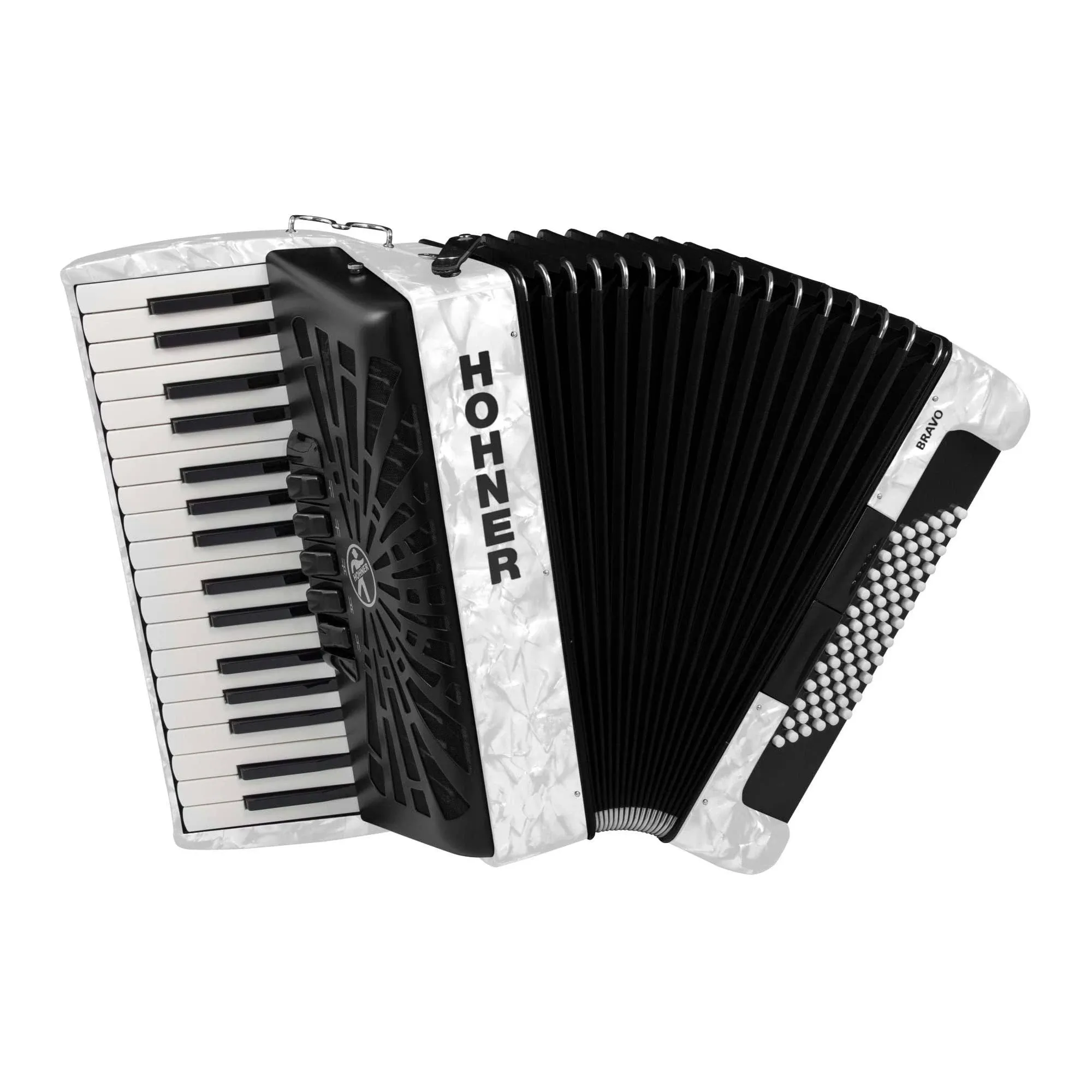 Hohner Bravo III 72 Chromatic Piano Key Accordion - Pearl White