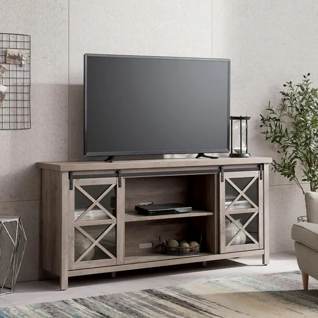 Addison&Lane Clementine TV Stand for TVs up to 80", Antiqued Gray Oak