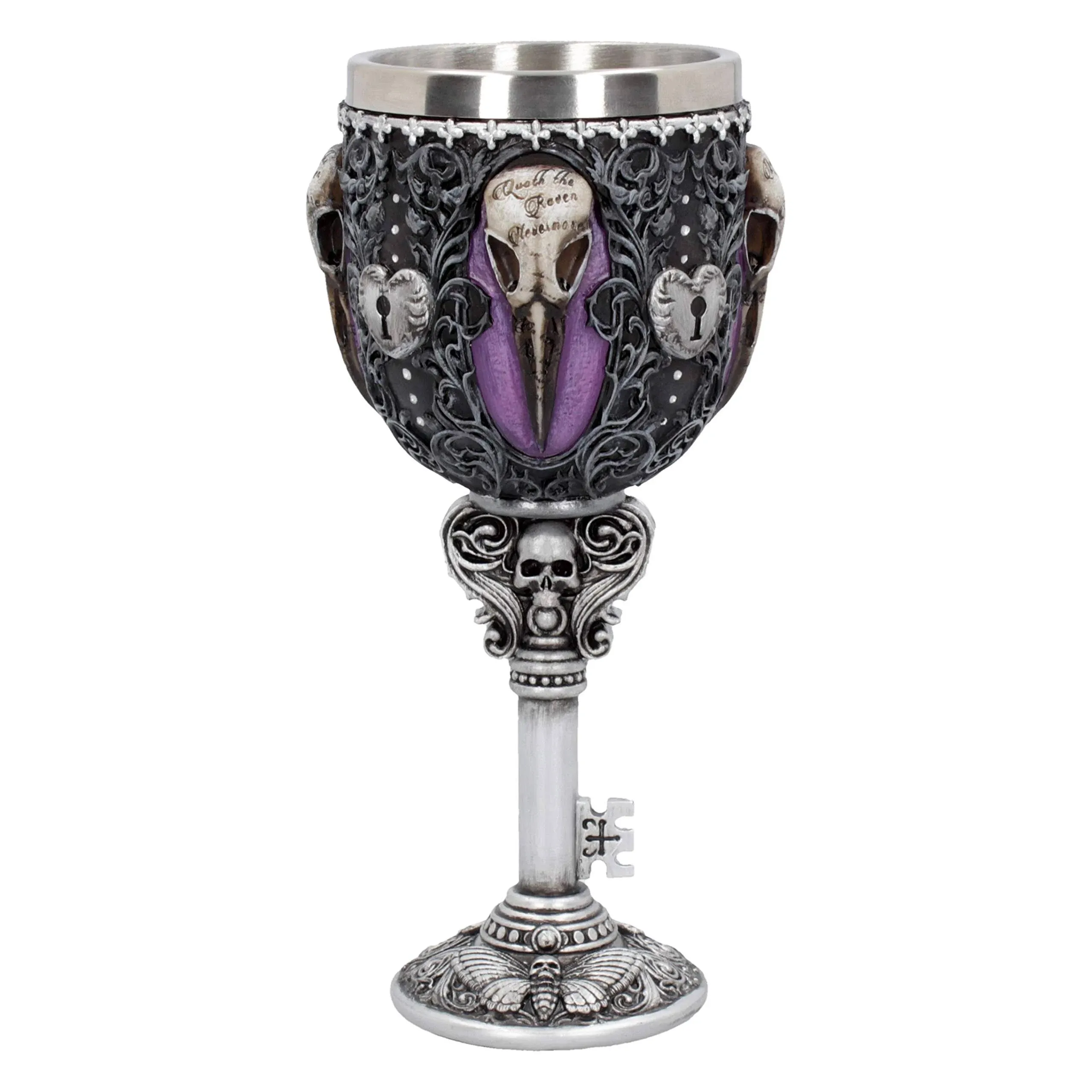 Nemesis Now B4725P9 Edgars Raven Goblet 18cm, Resin w. Stainless Steel