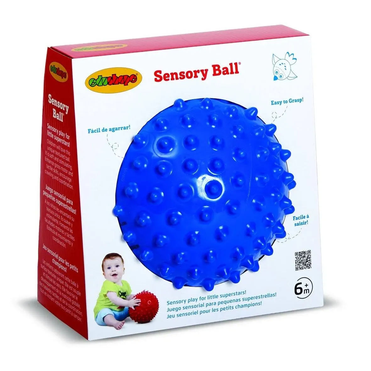 Edushape The Original Sensory Ball for Baby - 7" Baby Ball That Helps Enhance Gross Motor Skills for Kids Aged 6 Months & Up - Vibrant, Colorful and Unique Toddler Ball