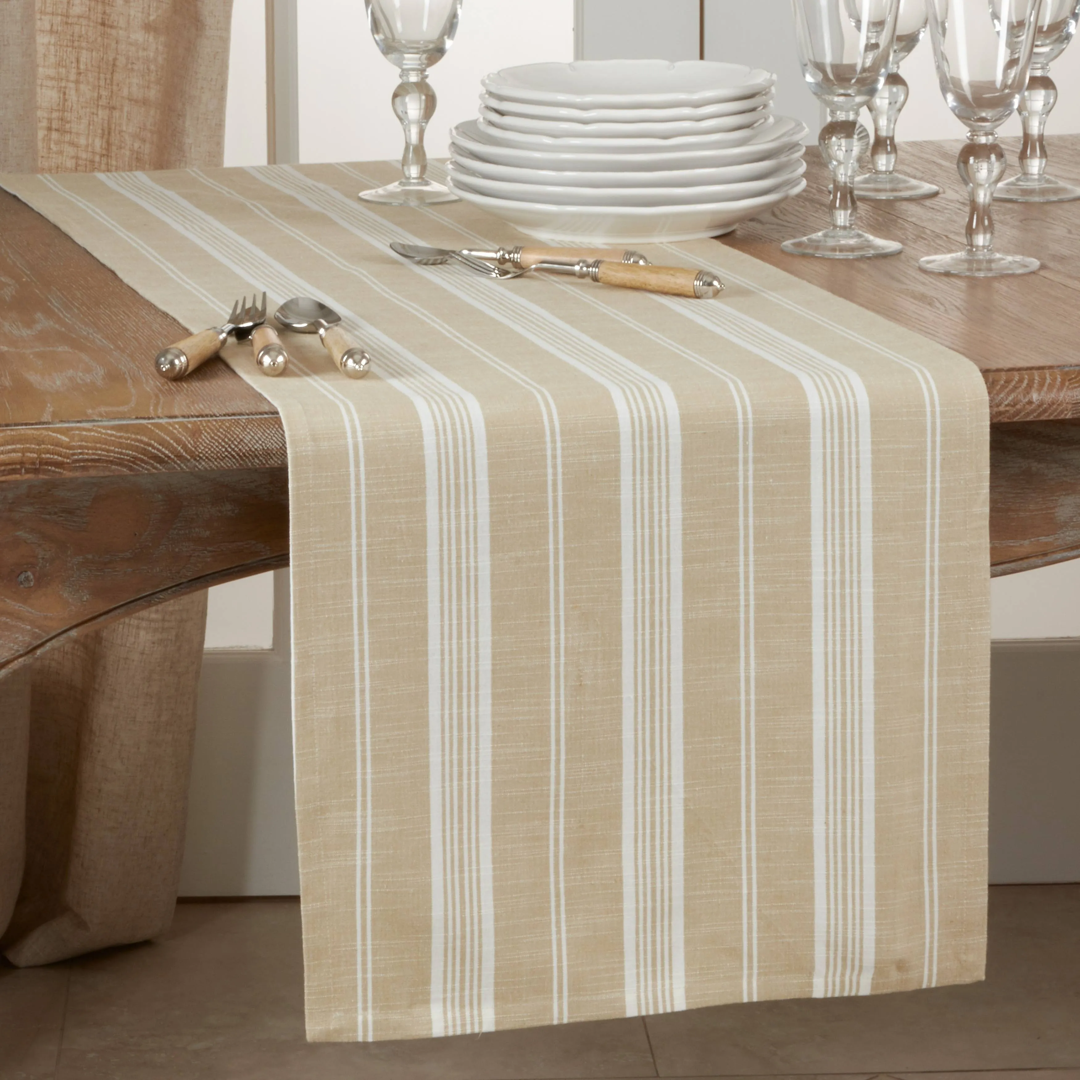 Striped Cotton Table Runner - Saro Lifestyle 5618.KH1672B