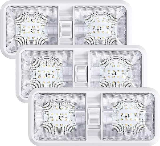 Leisure LED 3 Pack RV LED Ceiling Double Dome Light Fixture with ON/OFF Switc...