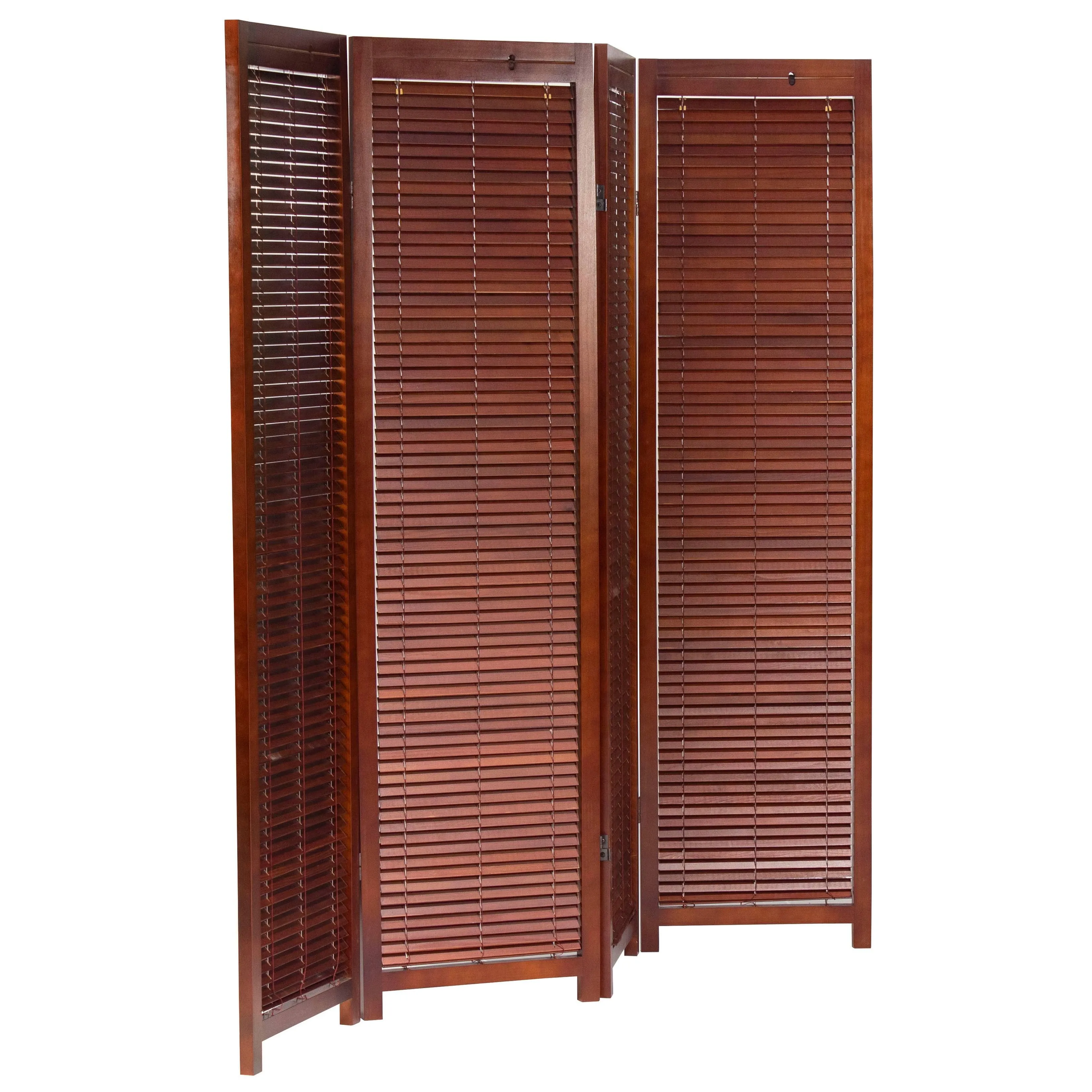 Red Lantern 6 ft. Tall Adjustable Shutter Room Divider Walnut 3 Panel