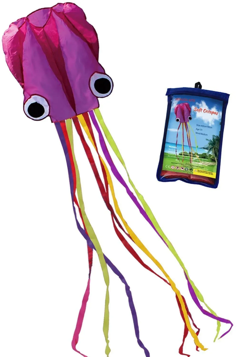 Classic Outdoor Play Activity Toy Easy to Fly Octopus Kite w/ Colorful Tentacles