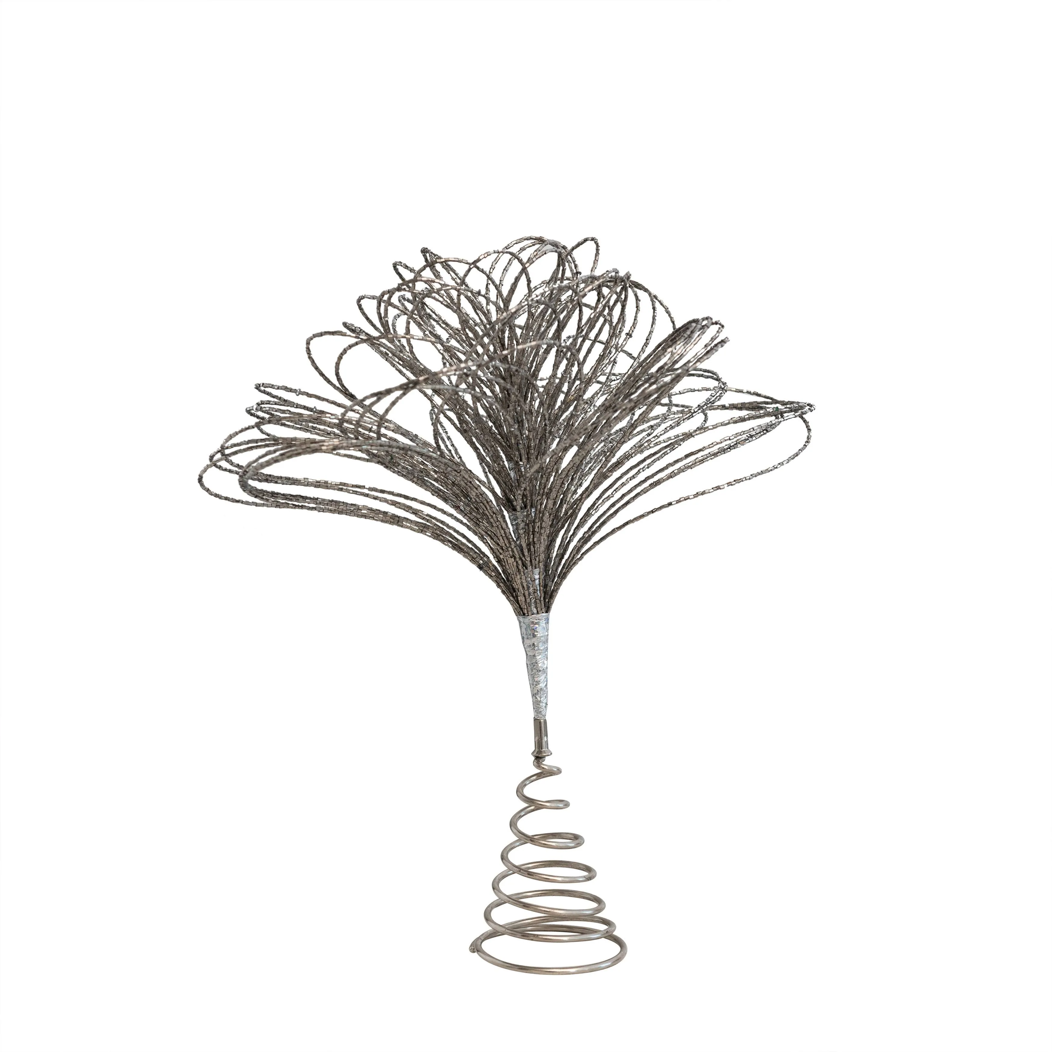 Creative Co-op 15' H Metal & Glass Bead Tree Topper, Gunmetal Finish