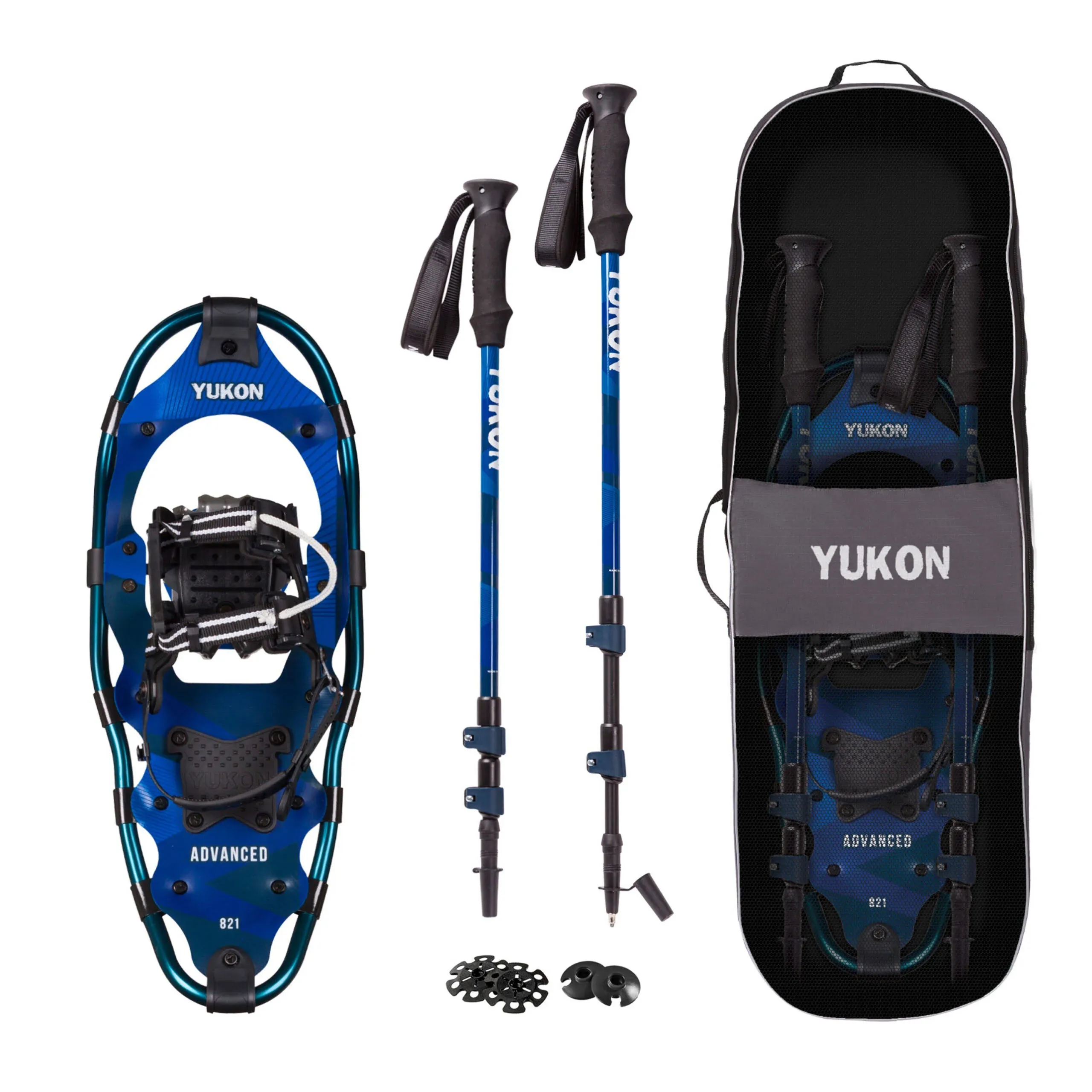 Yukon Charlie's Advanced Snowshoe Kit, Includes Snowshoes, Trekking Poles and Travel Bag