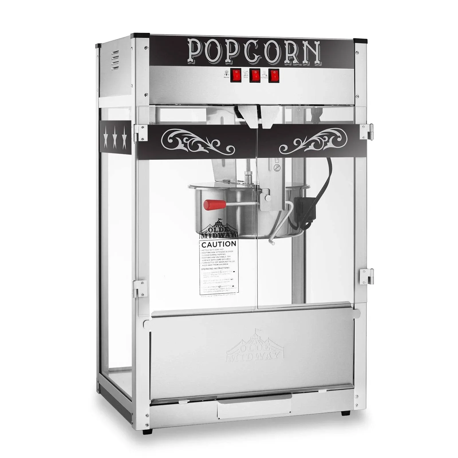 Olde Midway Commercial Popcorn Machine Maker Popper with Extra Large 16-Ounce ...