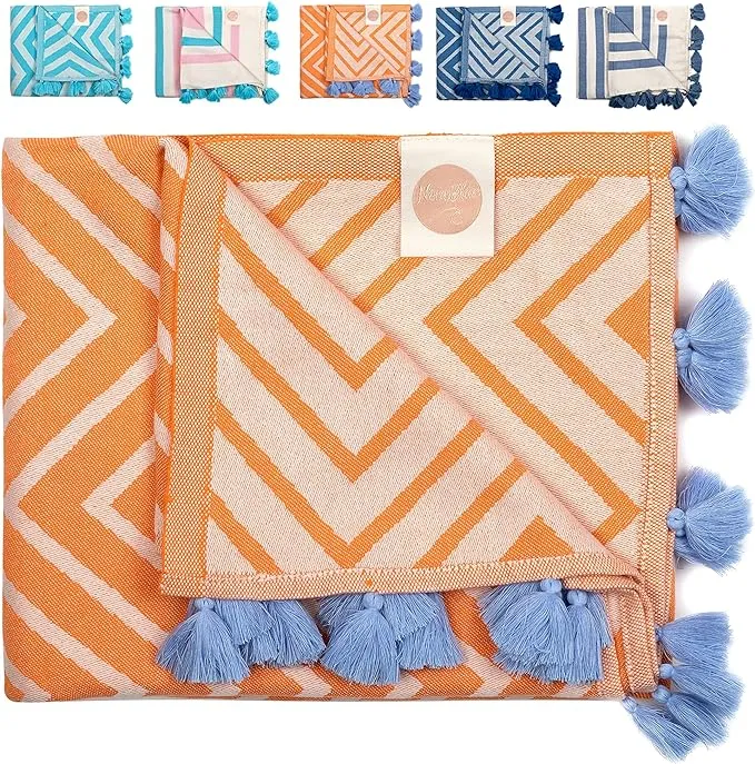 Nova Blue Orange Zigzag Beach Towel