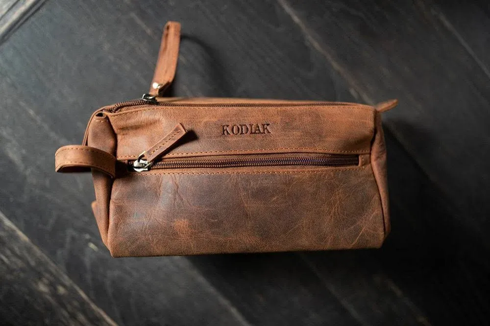 Leather Toiletry Bag - Mid Leather