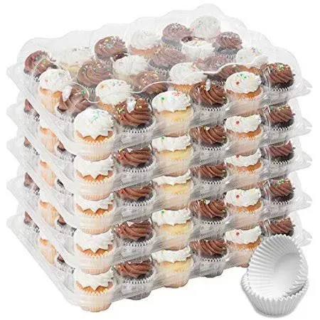 Houseables 24 Cupcake Containers, Clear, 5 Pk, PET, Ultra-Sturdy Boxe, Full Size