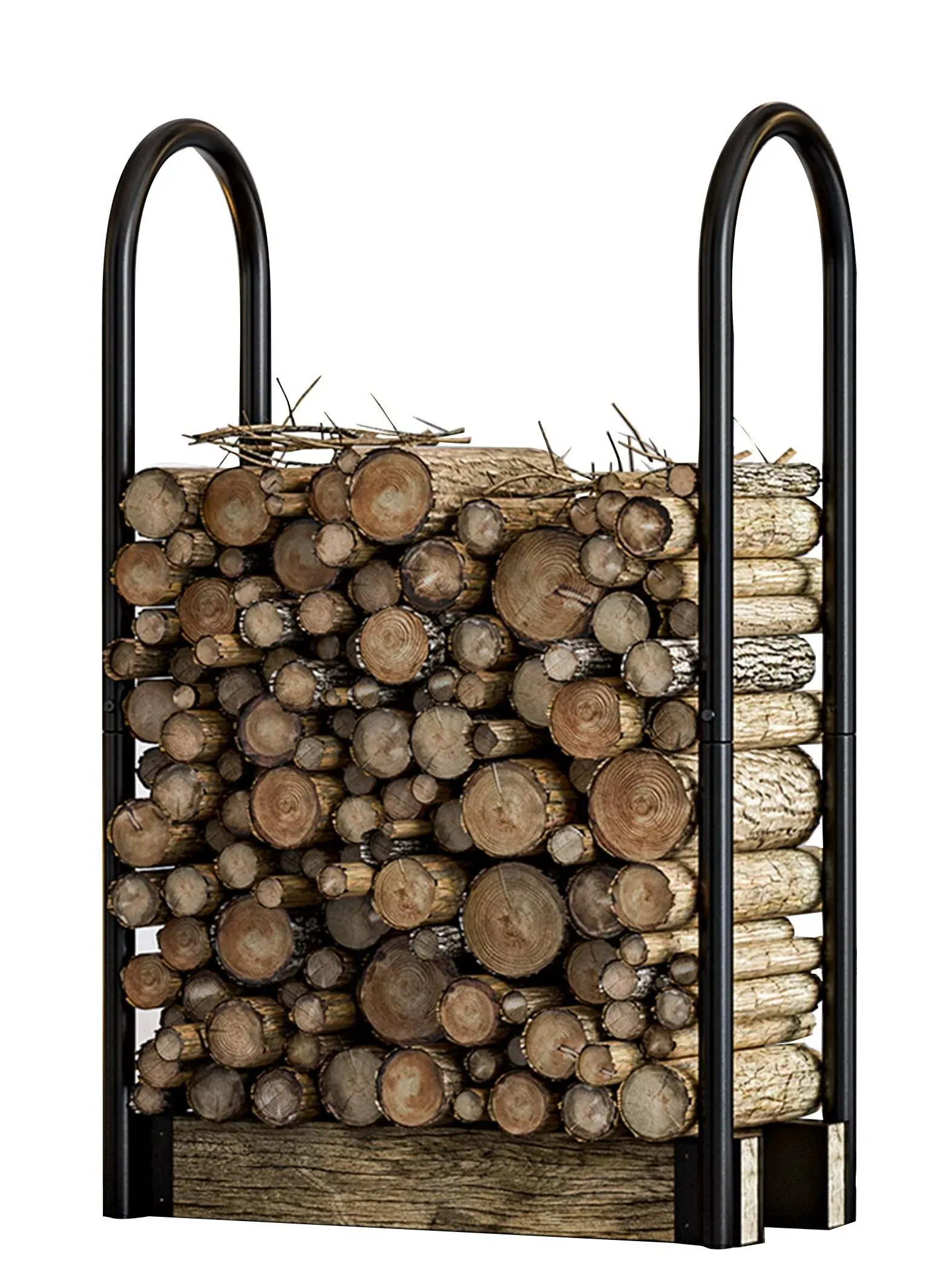 Fire Beauty Firewood Log Rack Adjustable Bracket Kit, Fireplace Wood Storage Holder,Black Powder,Coated Steel, Outdoor and Indoor