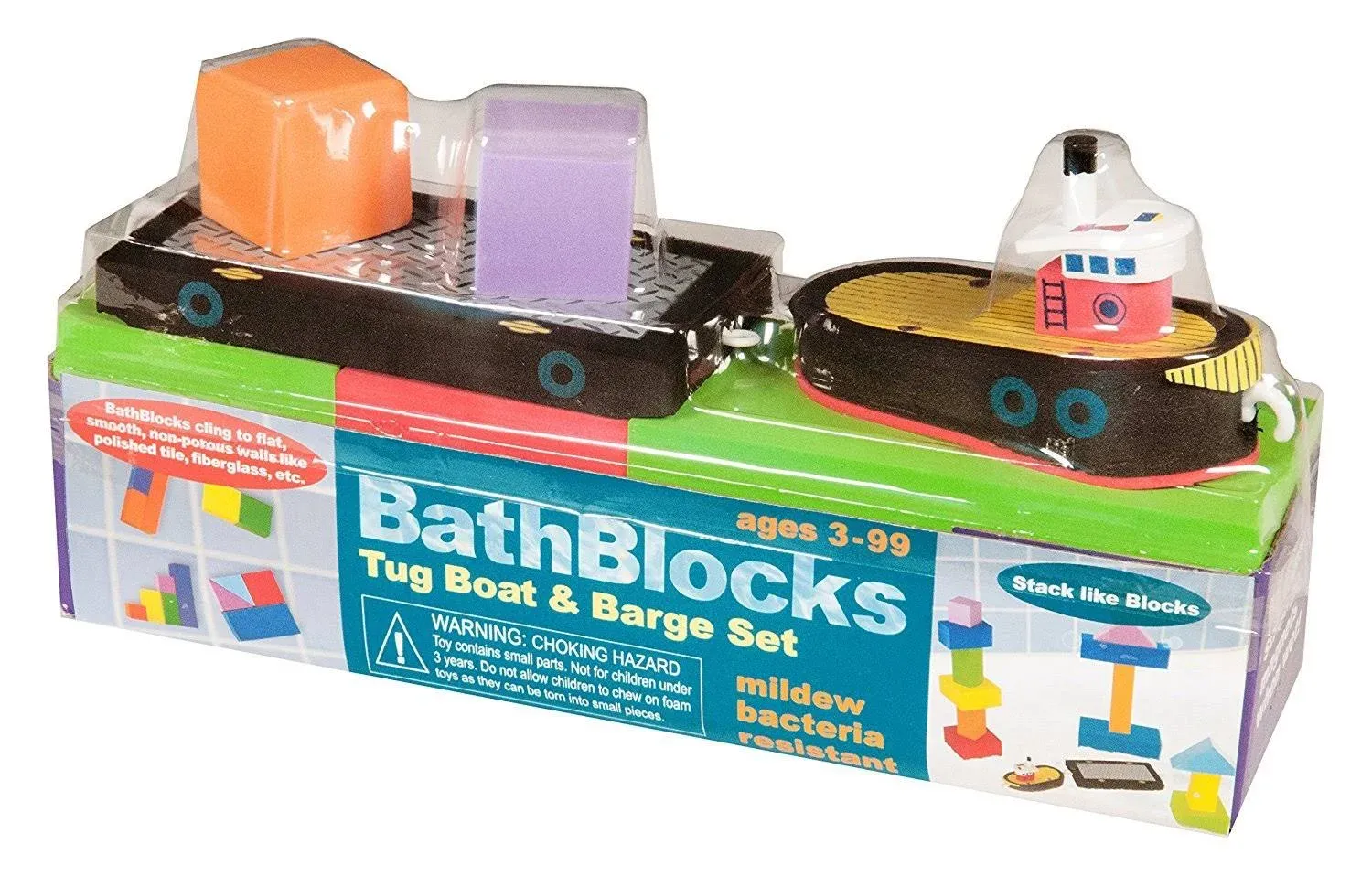 Just Think Toys Bathtime Consruction Building Toy - Tug Boat & Barge (22092)