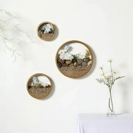 Tableclothsfactory Set of 3 | Black Half Moon Wall Planters, Round Metal Wall Hanging Planter, Modern Indoor/Outdoor Terrarium - 6"|8"|12"