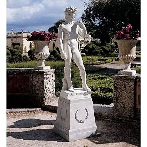 "Design Toscano Michelangelo\\'s David Garden Statue Antique Stone"