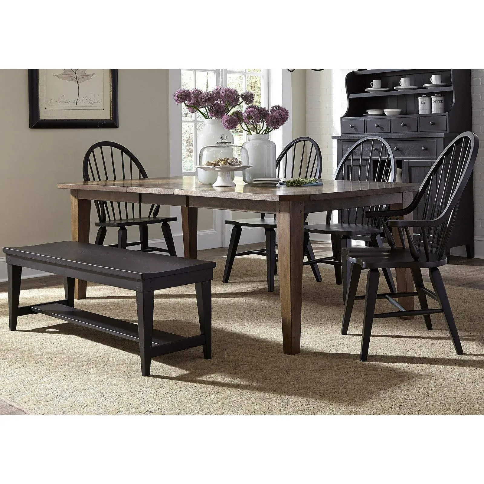 Liberty Furniture Hearthstone Ridge - 6 Piece Rectangular Table Set - Black