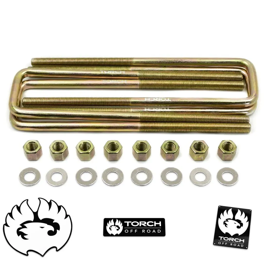 Torch 12.5" Square Extended U Bolts Extra Long 2.5" Wide 9/16" Ubolt with Hardware