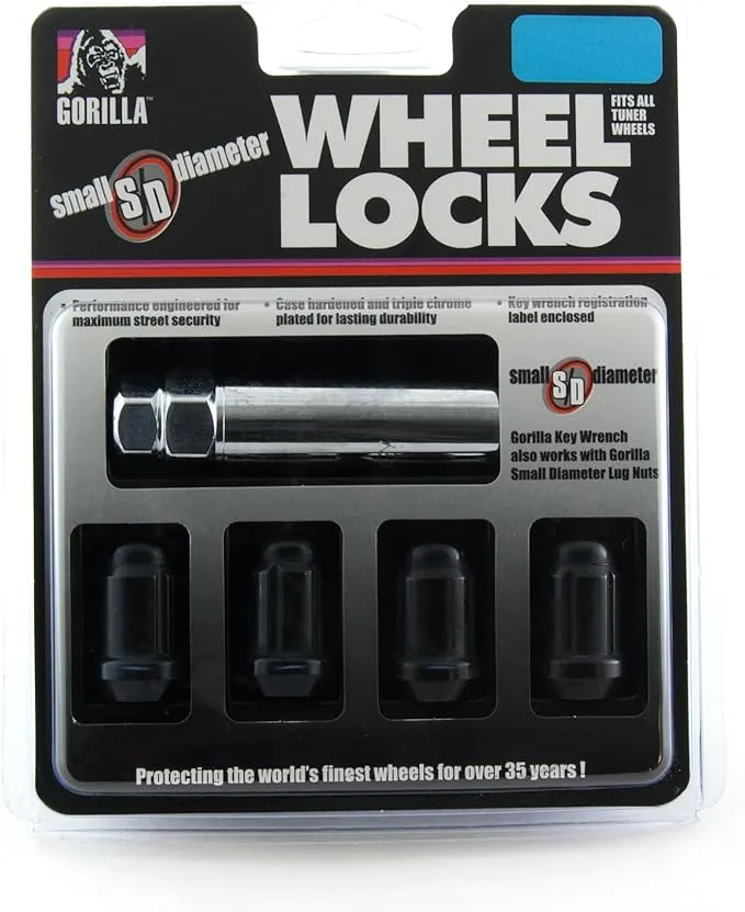 Gorilla Automotive 21631BC Black Chrome Small Diameter Wheel Locks (12mm x 1.50 Thread Size)