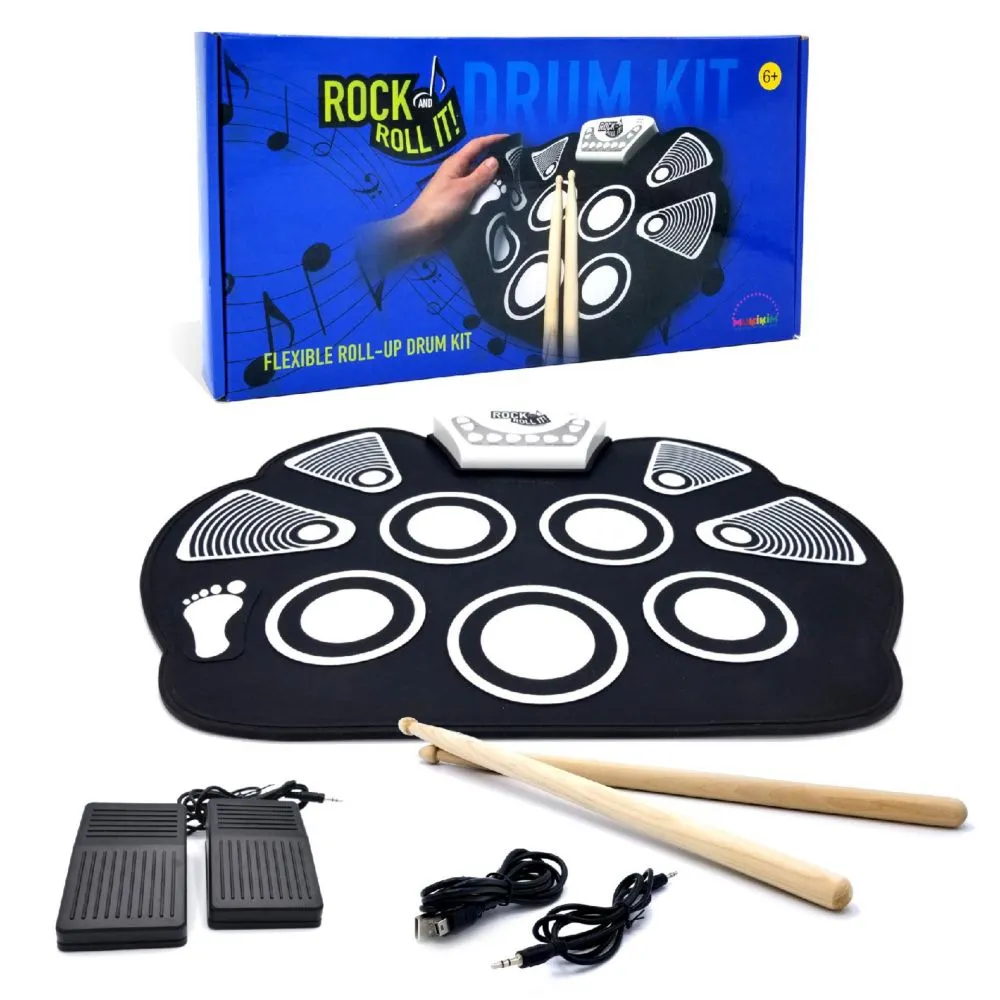 Rock And Roll It – Drum. Roll Up Portable Drum Set for Kids & Adults. Drum Practice Pad Kit for Beginners. Electronic Silicone Drum Practice Pad | Pedals | Drum Sticks